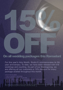 15% OFF ON ALL WEDDING PACKAGES THIS RAMADAN!